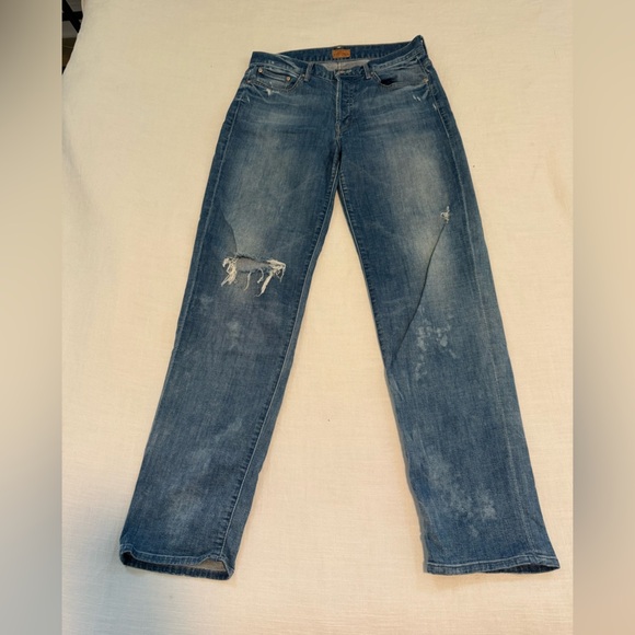 MOTHER The Brother Getting Rowdy Distressed Jeans Denim Stained Button Fly sz 25 - Picture 2 of 7